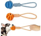 Bolas de golosinas para mascotas con cuerda, pelotas interactivas de goma con fugas, juguete para perros pequeños y grandes, juguetes resistentes a mordeduras, suministros para mascotas 6CM azul