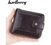 Baellerry, carteras cortas a la moda para hombre, monedero con cremallera de diseño Vintage, cartera con tarjetero para hombre 12*10*2.5cm negro