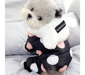 Ropa para mascotas de lunares, abrigo de invierno acolchado de algodón para perros, traje de nieve con capucha, mono para perros pequeños, gatos, chaqueta de nieve para perros resistente al agua M negro