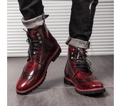 Botas de hombre estilo brogue estilo motociclista, estilo retro, estilo antiguo, botas formales de cuero con punta de ala para boda y esmoquin EU:38 azul marino