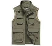 Chaleco informal de secado rápido para exteriores para hombre, chaleco multibolsillo, chaqueta a prueba de viento, chaqueta de la Fuerza Aérea para hombre M negro