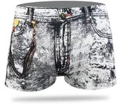 Ropa interior divertida y novedosa para hombre, pantalones cortos con estampado de mezclilla para adultos, ropa interior elástica de algodón L negro