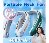 Nuevo ventilador portátil sin aspas de 4000 mAh, recargable por USB, ventilador colgante sin aspas, enfriador de aire, ventiladores silenciosos, ventiladores con banda para el cuello, aire acondicionado blanco