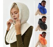 Gorro con capucha ultraligero de invierno para hombre, abrigo con cuello de cremallera y cierre de cordón, bufanda cálida con anillo, pasamontañas, gorro, abrigo, bufanda, camiseta corta sin mangas L negro