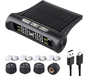 Sistemas de monitoreo de presión de neumáticos de automóviles Pantalla LCD Inalámbrica Solar TPMS Alarma Seguridad de neumáticos con 4 sensores externos 16x13x4cm