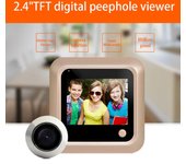 Timbre con video de 2,4 pulgadas, visor de mirilla de 145 grados, timbre con video, cámara inteligente para exteriores, monitor visual oro