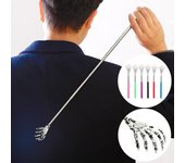 Rascador de espalda de mano fantasma de acero inoxidable extensible, herramienta de masaje de garra telescópica portátil, regalo divertido para personas mayores, papá, hombres y mujeres color rosa