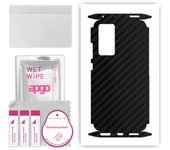 apgo Protective Skin Sticker for the back+sides compatible with Xiaomi 12X, Full Wrap Film, Foil, Vinyl - Pattern Carbon Black