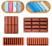 Molde de silicona con forma rectangular, molde para velas de jabón DIY, accesorios, varios tipos de moldes alargados para pegamento, molde de silicona