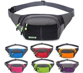 Riñonera para hombre, bolso de lona de gran capacidad con ondulación de agua, bolso de pecho de 7 colores, bolsos para teléfono deportivo, riñonera impermeable multifuncional para exteriores a la moda One Size negro