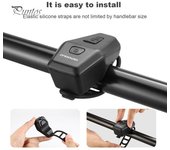 Bocina de bicicleta de 120 dB, altavoz para bicicleta con alarma, recargable por USB, resistente al agua, accesorio para ciclismo rojo
