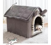 Casa de invierno para perros pequeños con cama suave y sueño profundo, con cojín extraíble y tienda de campaña cerrada para gatitos, cachorros y gatos S 33x30x32CM