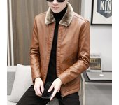 Chaquetas gruesas de piel sintética para hombre, abrigos cortavientos ajustados a la moda informal para hombre, abrigo de piel sintética y piel de felpa, abrigo cálido de terciopelo para invierno S