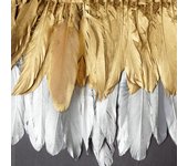 Tira de tela flotante grande y dura con orillo de plumas doradas de ganso de 2 metros para ropa, faldas, chal, alas, manualidades, material de decoración de 18 cm 2m oro