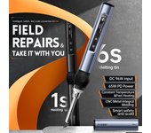 Soldador eléctrico inteligente, estación de soldadura portátil, pantalla OLED de 0,87 pulgadas, aleación de aluminio soldering iron azul