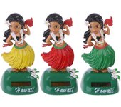 Hawaii Girl Hula cabeza temblorosa adornos de coche de juguete decoración del salpicadero del coche de energía Solar verde