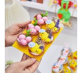 Mini pollitos de Pascua de peluche, conejito de peluche con nido, juguete de animales peludos, relleno de huevo de Pascua para niños, decoración DIY para el hogar y el jardín. E