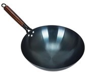 Sartén wok de hierro tradicional china de fondo redondo, sin revestimiento, con un solo mango, antiadherente, para el hogar 34cm