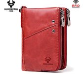 Humerpaul Cartera de mujer Cartera de piel de vacuno 100 % Bolso de mano rojo