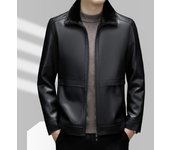 Chaqueta de cuero para hombres con felpa y engrosada chaqueta de cuero cálida con solapa de invierno integrada para hombres de mediana edad y ancianos XXXXXL