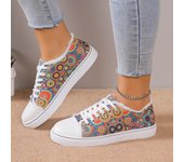 Zapatos planos de lona para mujer, mocasines casuales con estampado de girasoles, zapatillas cómodas sin cordones, zapatos vulcanizados para mujer 36