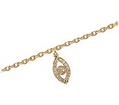 Les Trésors De Lily [K9124] - Tobillera chapada en oro 'Ojo de Fatma' oro blanco - 10x6 mm oro