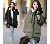 Chaqueta de invierno para mujer Abrigos Chaqueta de algodón abrigada En la sección larga de ropa militar para mujer Prendas exteriores femeninas Ropa sencilla y juvenil para mujer M verde del ejército