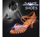 Zapatos de baile latino de satén para mujer, zapatos de baile de salón para fiesta de Salsa, tacón alto de 7cm 34 negro