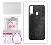 apgo Protective Skin Sticker for the back compatible with Honor Play 4T, Wrap Film, Foil, Vinyl - Pattern Black Leather