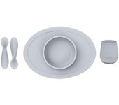 Juego de tapetes de silicona para comida rápida ezpz para bebés, vajilla, vajilla antivuelco, plato, (Gris claro) gris claro