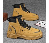 Botas para hombre Otoño 2024, caña alta, estilo británico, coreano, suela gruesa, plataforma, cómodas, antideslizantes, cortas, botas de algodón con cordones para exteriores 39 amarillo