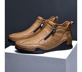 Botas de cuero para hombre Zapatos casuales con cremallera y caña alta 39-46 39 negro