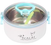 Fiambrera redonda portátil, contenedor Bento de acero inoxidable, comida a prueba de fugas con tapa verde
