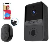 Timbre de vídeo Wifi, miniintercomunicador inalámbrico de protección de seguridad para el hogar, grabación de fotos de Audio bidireccional negro
