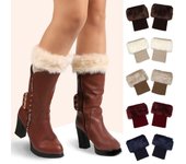 Moda para chicas calentadores de botas de invierno calcetines para botas calcetines calentadores de piernas tejidos café
