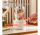 1 cubo de almacenamiento para brochas de maquillaje, a prueba de polvo, cubierta divisoria para manguera, puede girar el soporte para bolígrafo, caja transparente para escritorio verde claro