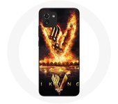 Coque pour Samsung Galaxy A03 Vikings Série Saison 6 logo V Epée de Feu Fond Noir