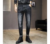 Camiseta nueva de estilo clásico para hombre, vaqueros de 4 estaciones para hombre, pantalones vaqueros informales de algodón elásticos negros, pantalones de marca para hombre TPK10 28 negro