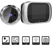 Visor de puerta digital Mirilla Cámara de puerta Timbre Pantalla LCD de 2,8 pulgadas Visión nocturna Toma de fotografías Monitoreo digital de puerta para seguridad en el hogar plata