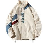 Chaqueta Bomber con estampado de letras para hombre, abrigo cortavientos holgado de talla grande StreFashion, ropa masculina S beige