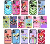 Funda negra suave KK-49 de Las Chicas Superpoderosas para iPhone XR 14 15 11 12 13 6 7 8 X XS Pro Max S8 Plus Samsung S22 S23 S21 S24 FE Ultra Samsung S8 Plus lava