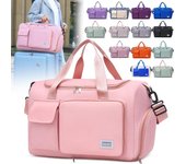 Bolsa de fitness plegable para deportes al aire libre, bolsa de viaje de corta distancia, bolsa de almacenamiento separada para ropa seca y húmeda con separación de zapatos, bolsa de equipaje gris