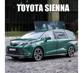 1:Toyota Sienna MPV Van 24, coche de juguete de aleación de fundición a presión, vehículo comercial de metal, modelo de coche con sonido y luz, colección extraíble, juguete para niños blanco
