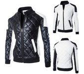 Chaqueta de hombre Slim Fit motocicleta PU cuero invierno cálido abrigo bombardero abrigo M