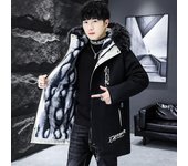 Chaqueta larga de invierno para hombre, parkas de moda, abrigos casuales para hombre, chaquetas acolchadas cálidas con cuello de piel clásico, ropa M blanco