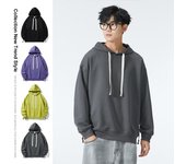 Sudadera con capucha pesada para hombre, otoño, holgada, deportiva, de manga larga, juvenil, color sólido, chaqueta americana M