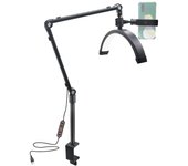 Luz de vídeo LED de escritorio de 10W Luz de relleno en forma de media luna Luz bicolor 3200K-5600K Regulable 10 negro