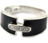 Bague Argent 'Ruth' noir blanc 52 negro