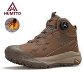 HUMTTO Botas de nieve hasta los tobillos, botas de cuero para senderismo al aire libre para hombres, antideslizantes, para acampar, trekking, zapatos deportivos para hombres, zapatillas cálidas de invierno 39 negro