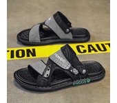 JAHSEH Zapatos casuales de moda para hombre, sandalias de verano de playa antideslizantes suaves de cuero sin cordones, zapatillas planas, chanclas, zapatos para caminar, talla 38-44 38 negro